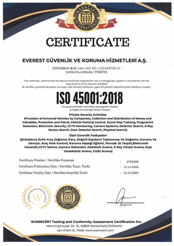 ISO 45001:2018 - İş Sağlığı ve Güvenliği Yönetim Sistemi